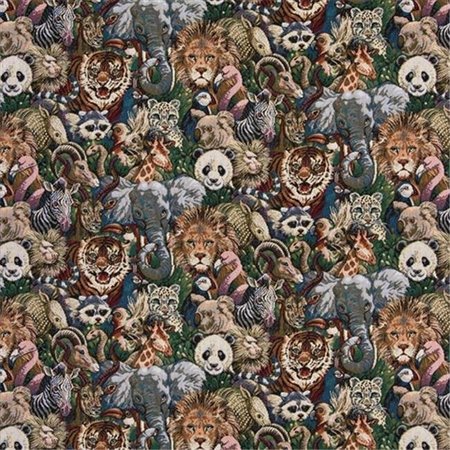 DESIGNER FABRICS Designer Fabrics A017 54 in. Wide ; Lions; Tigers; Elephants; Giraffes; Pandas; Zebras And Pelicans; Themed Tapestry Upholstery Fabric A017